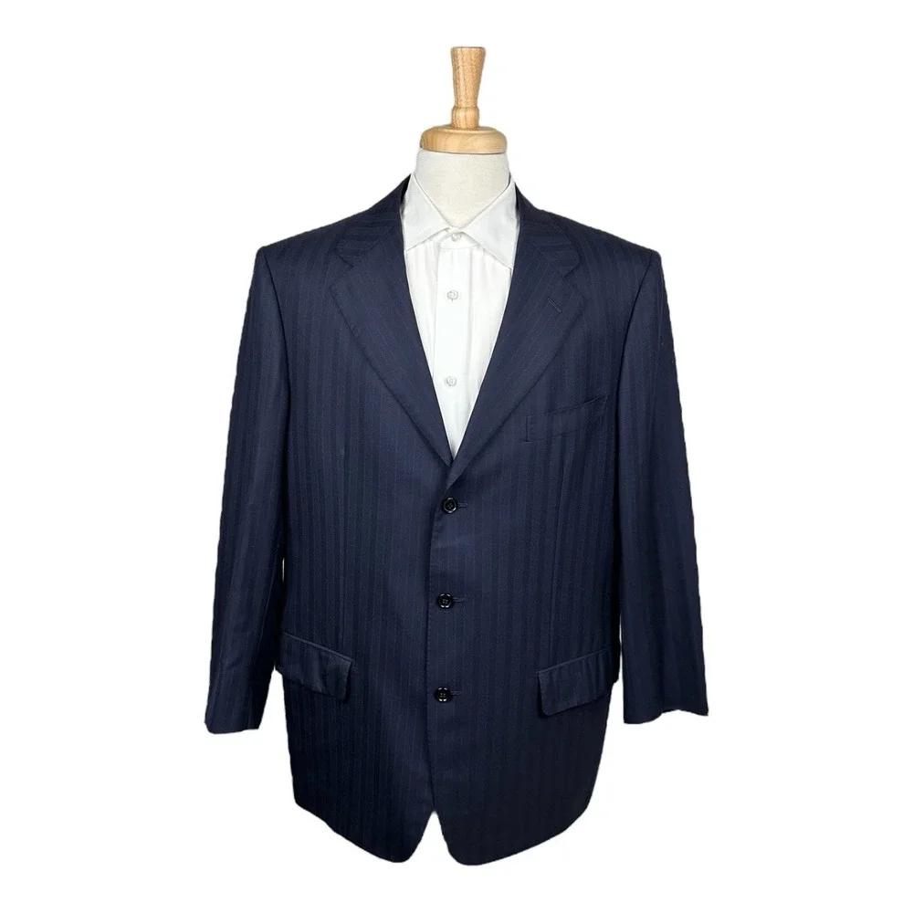 Stefano Ricci Blue Striped Pure Wool Cashmere Mens Luxury Sportcoat Size 46L